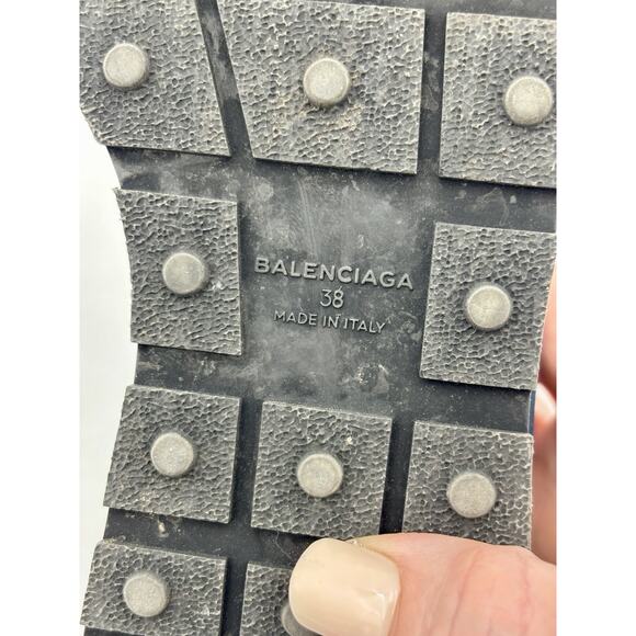 Authentic Balenciaga Race Runner Sneakers Navy Blue Black Elastic Size 8 38 - Picture 13 of 16